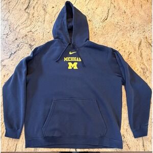 Nike Michigan Wolverines Drawstring Hoodie Adult XXL Blue Sweatshirt Graphic